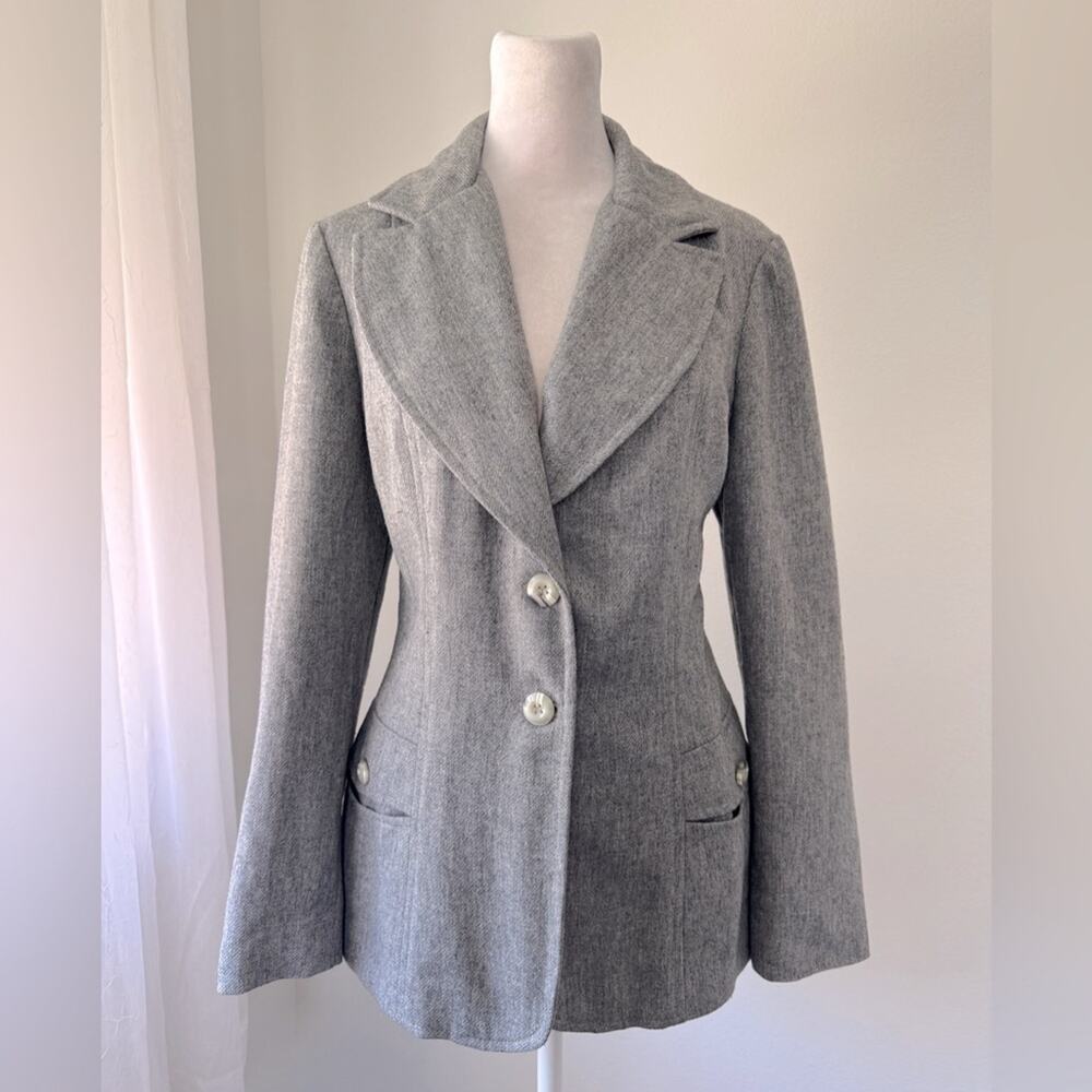 Vintage ‘80s College Town Gray Wool Blend Single Breasted Blazer